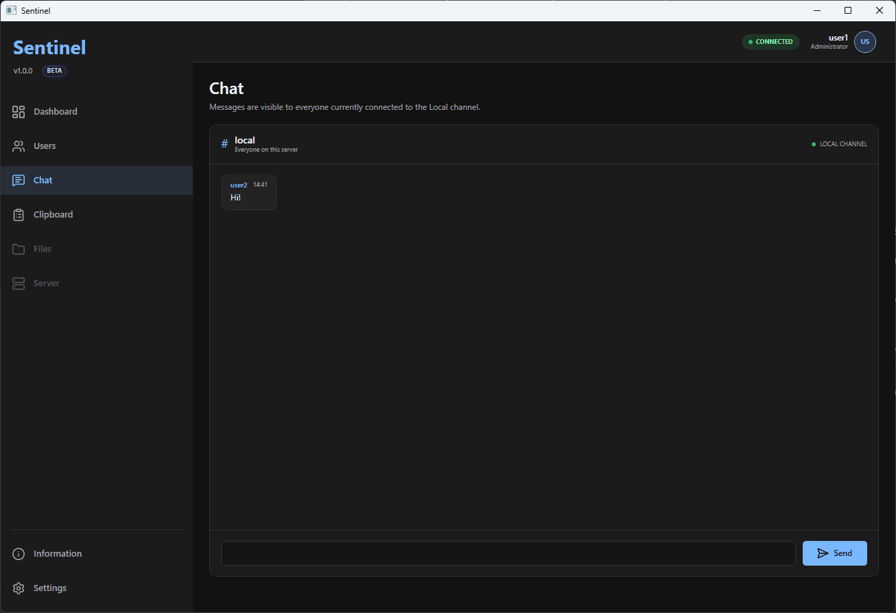 Sentinel chat screen